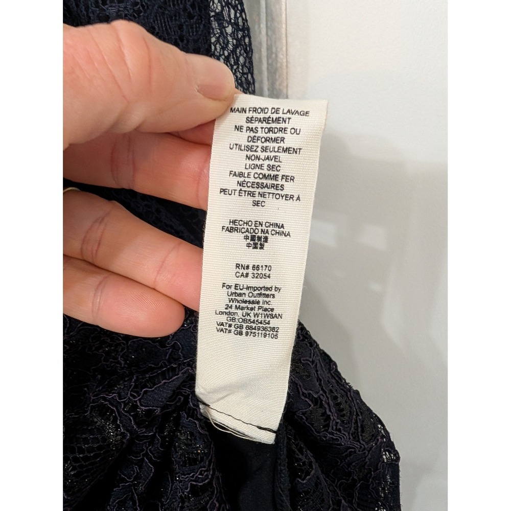Free People Don't You Dare Lace Babydoll Mini Dress Navy Blue Small witchy goth - Picture 8 of 10